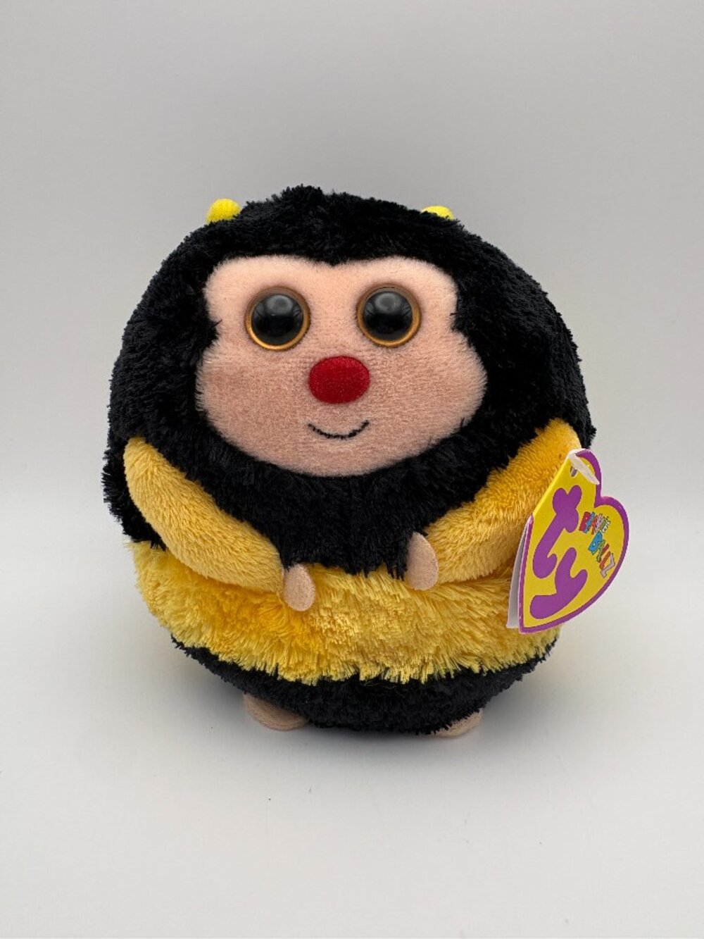 Zips the Bee TY Beanie Ballz Yellow Black 2011 4" Heart tag Stuffie (SKU: 901TO)